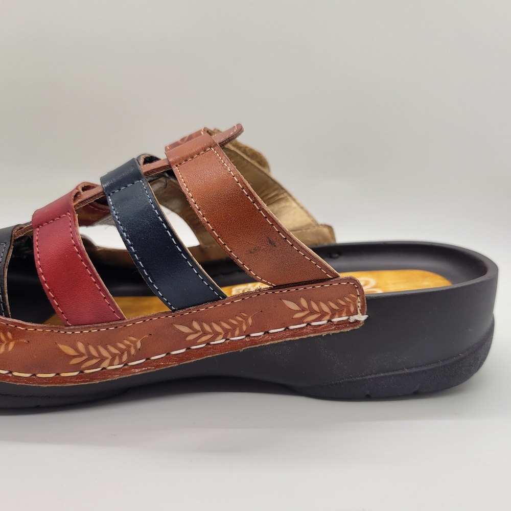 Elite by Corkys Heidi Leather Clog Sandal Women 7 Boho Comfy Vibrant Multicolor - Picture 3 of 16